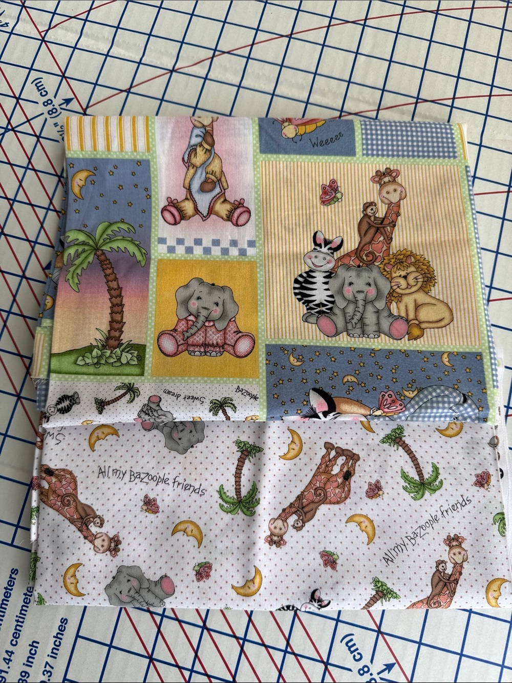 Bazooples Vicki Schreiner Springs Global Fabric Lot 1¾ Yds Safari Animals